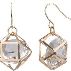 BRAND NEW-WOMENS GOLD TONE CAGE DROP EARRINGS